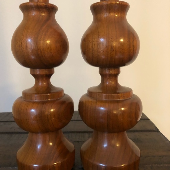 Pair of Handmade Wood Candlesticks and Candleholders - Nice! - Picture 3 of 9